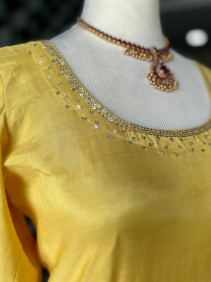 Yellow Soft Silk Anarkali