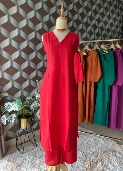 Chili Red V-Neck Set