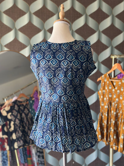 Navy Blue Blue Floral Top