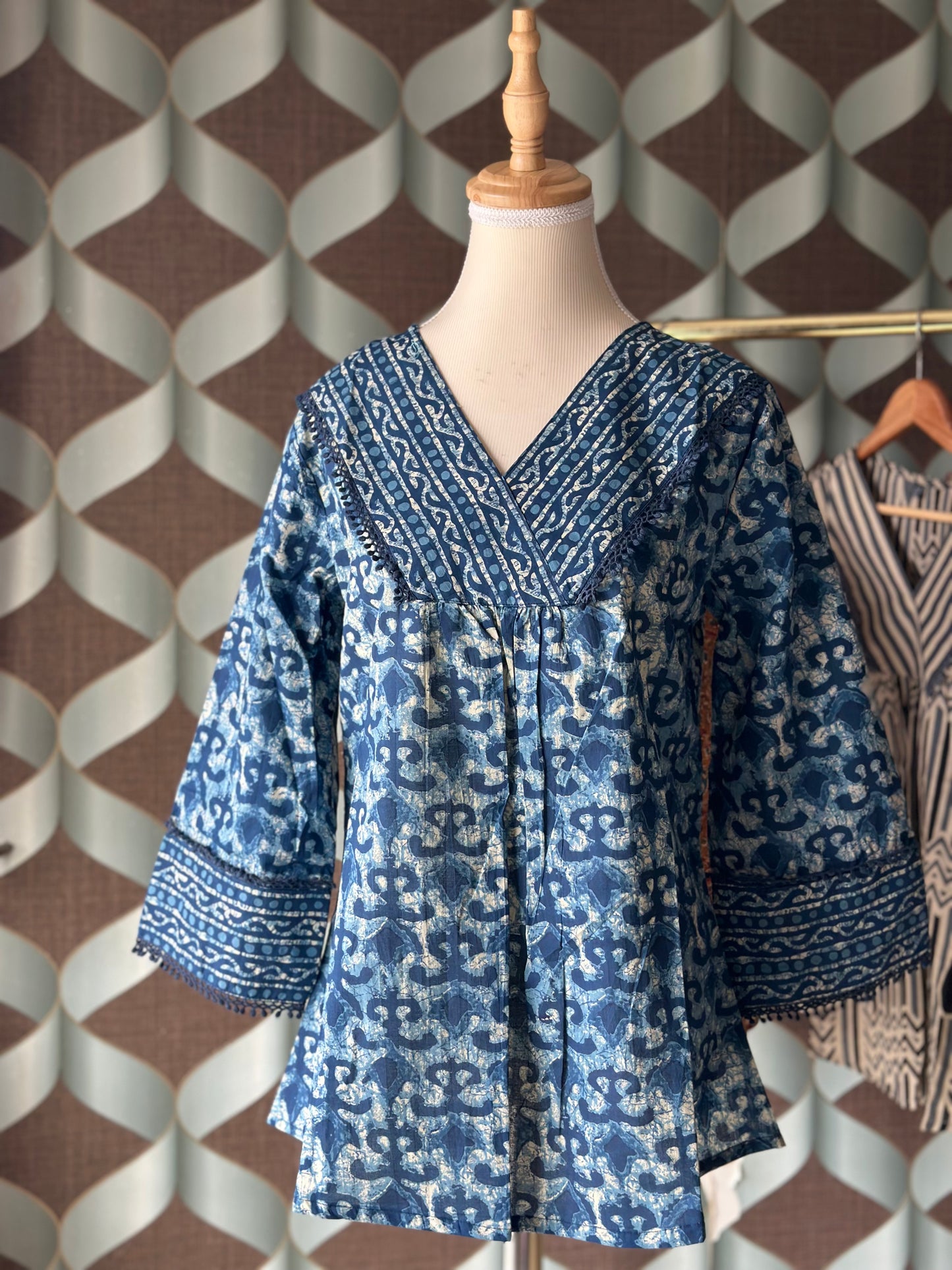 Indigo Blue Cotton Short Top