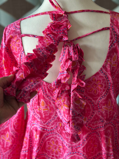 Bhandini Radiant Rose Pink Cotton Anarkali