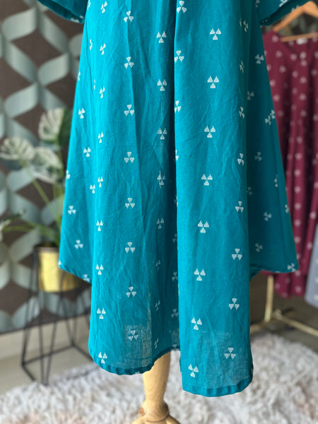 Leyla Teal Blue A-Line Top