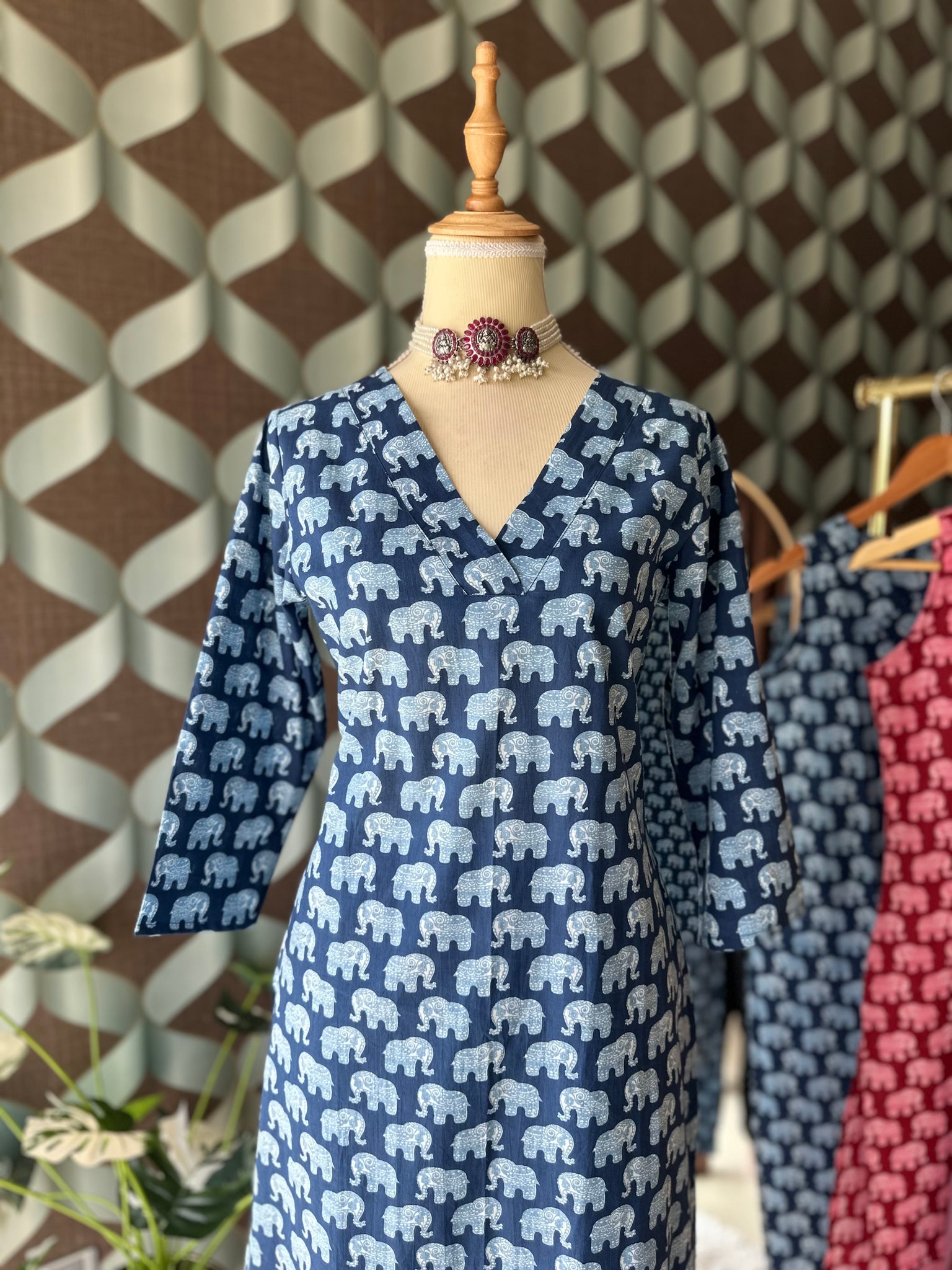 Indigo Blue Elephant Print