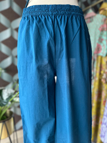 Teal Blue Cotton Suit Set