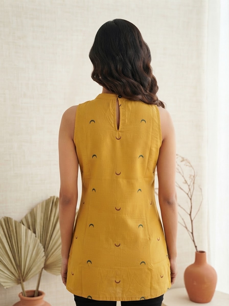 Sunshine Yellow Halter Handloom Cotton Top