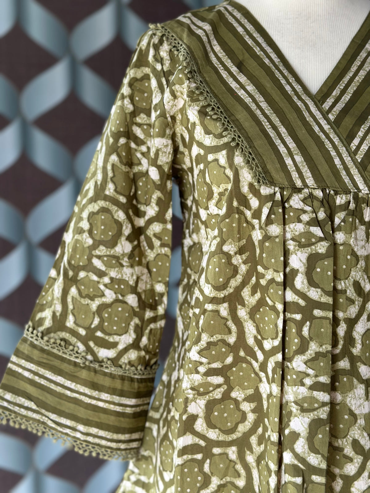 Sage Green Foral Cotton Top