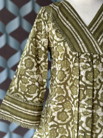Sage Green Foral Cotton Top