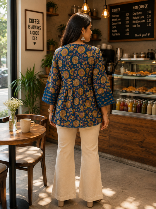 Deep Blue Cotton Top