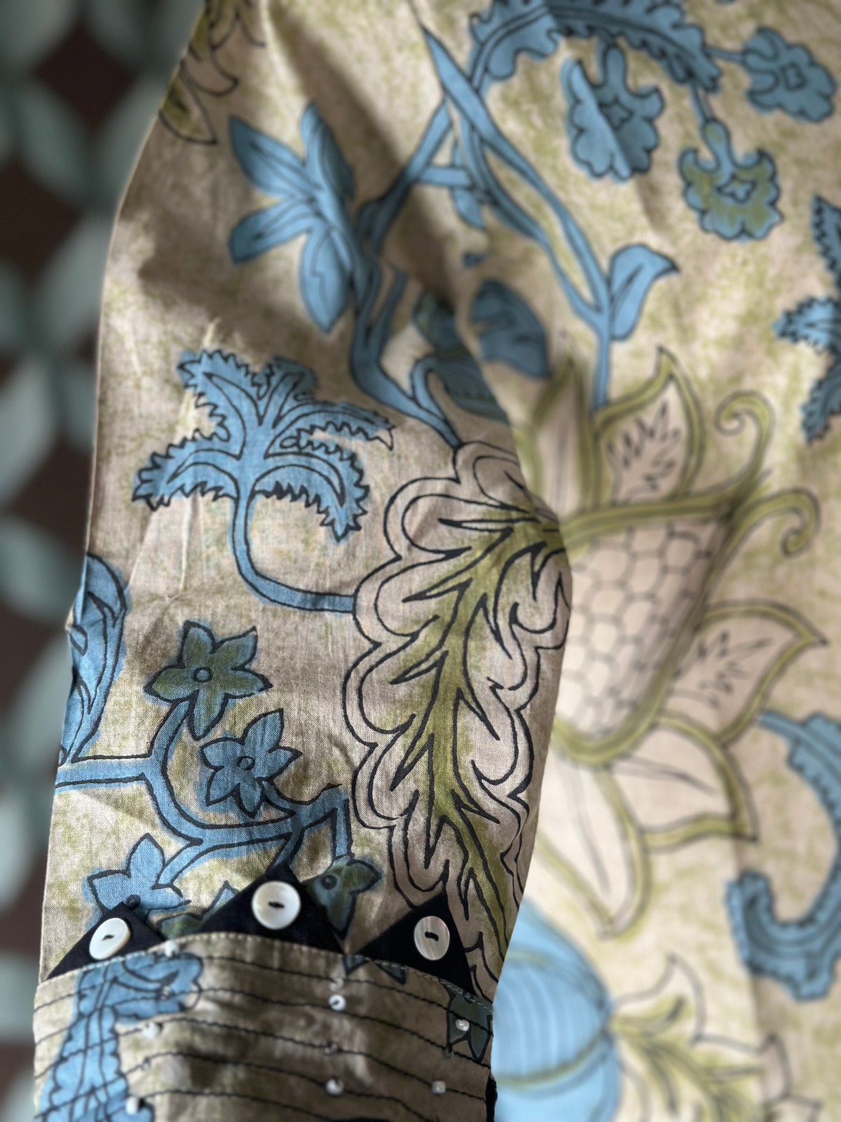 Olive Paisley Cotton Short Top