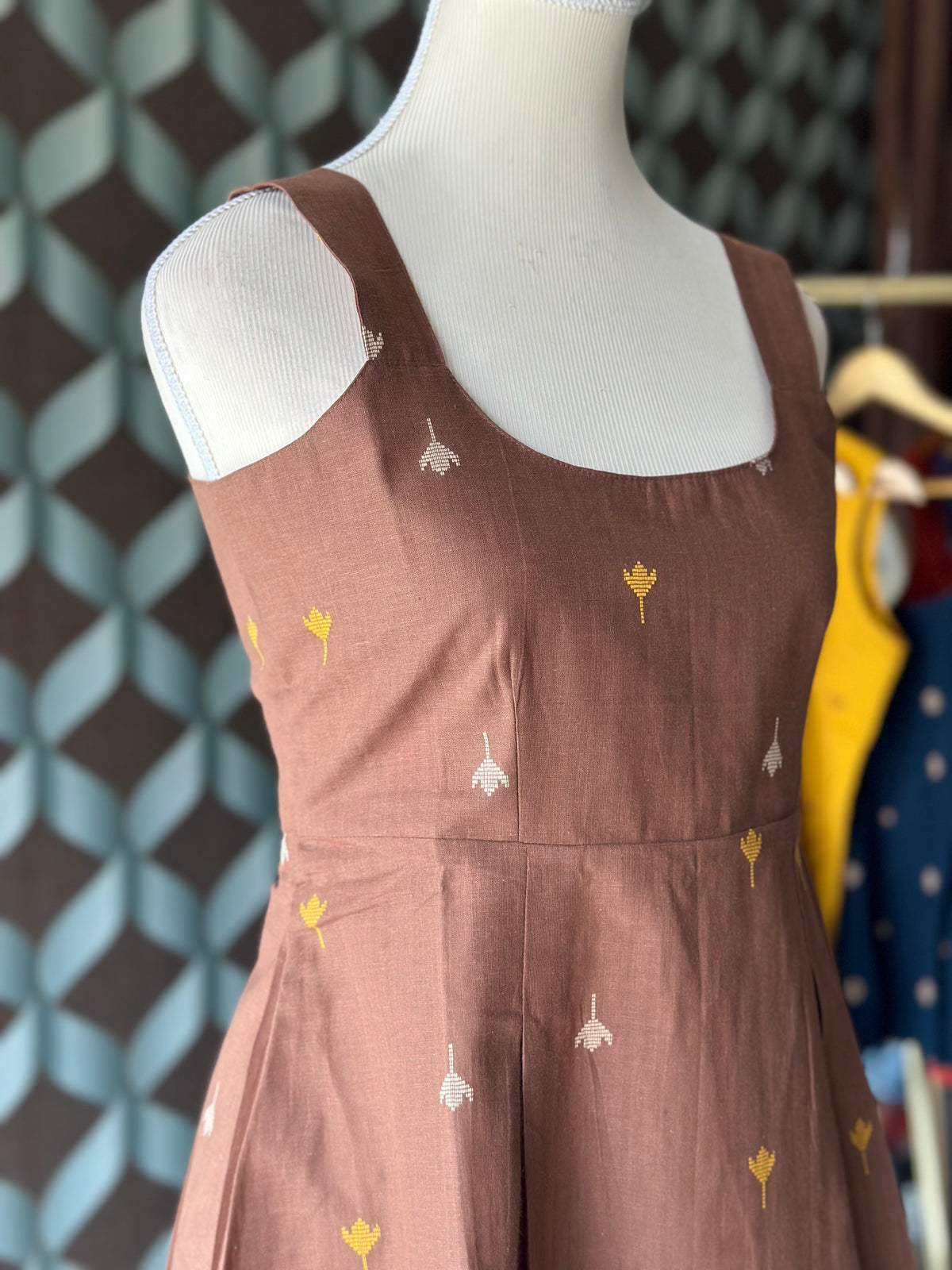 Chocolate Brown Handloom Cotton Short Top