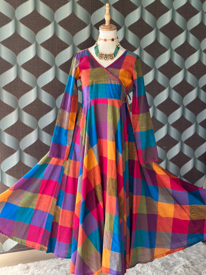 Varnam Madras Check Cotton Anarkali