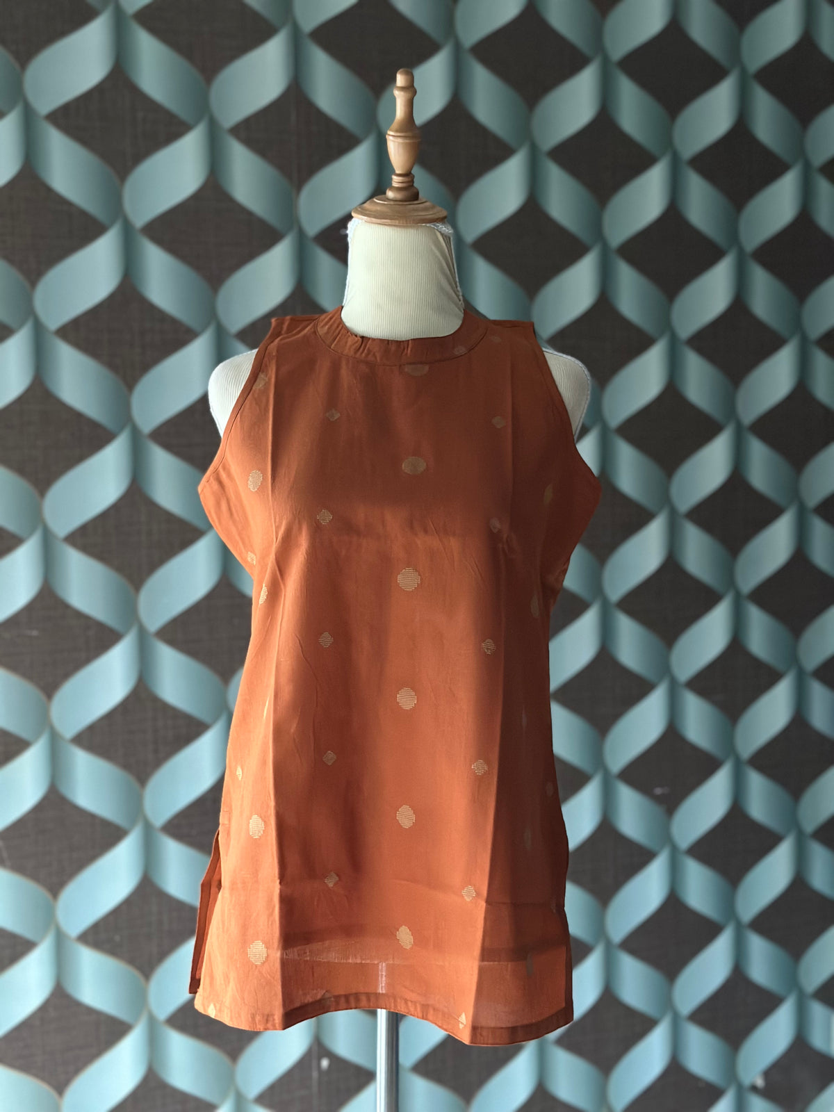 Teddy Brown Halter Handloom Cotton Top