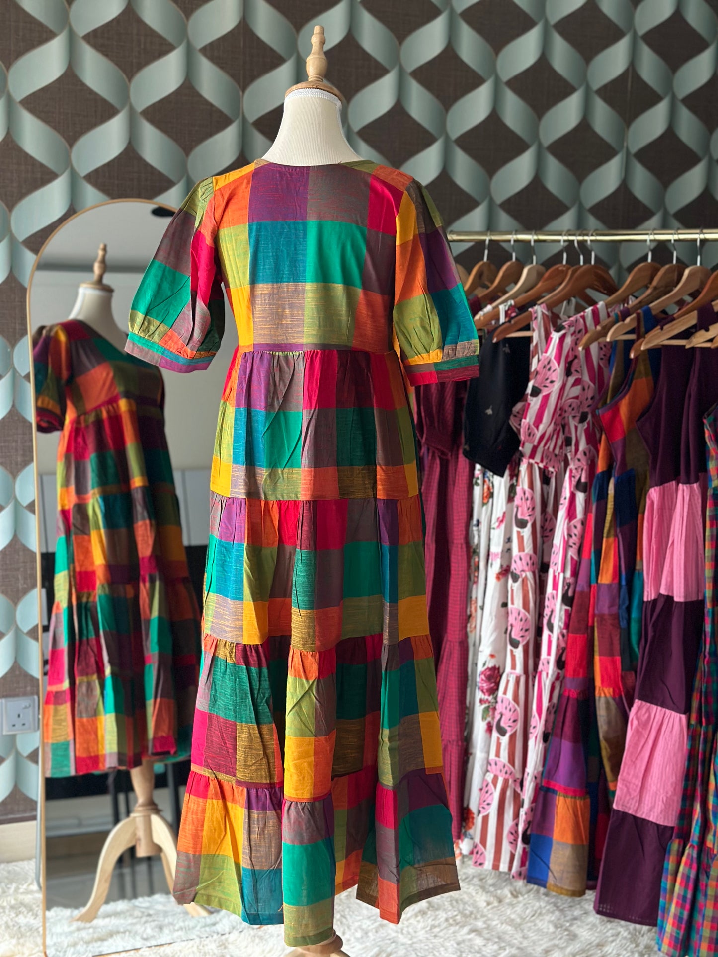 Madras Check Tier Dress