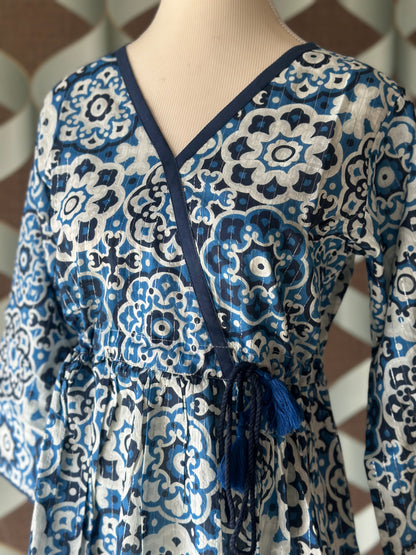 Blue&White Printed Cotton Top
