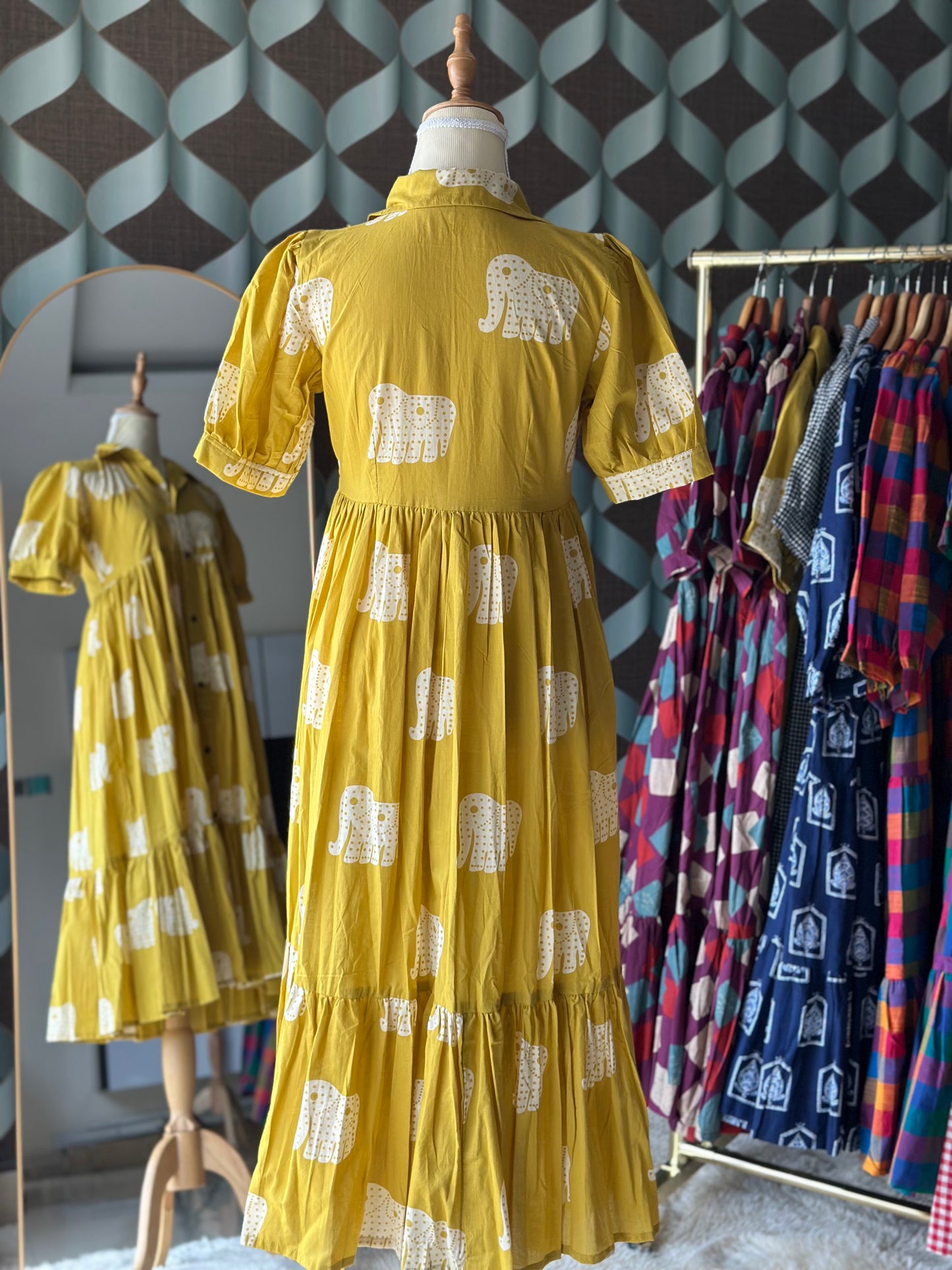 Whimsical Elep Midi Dress