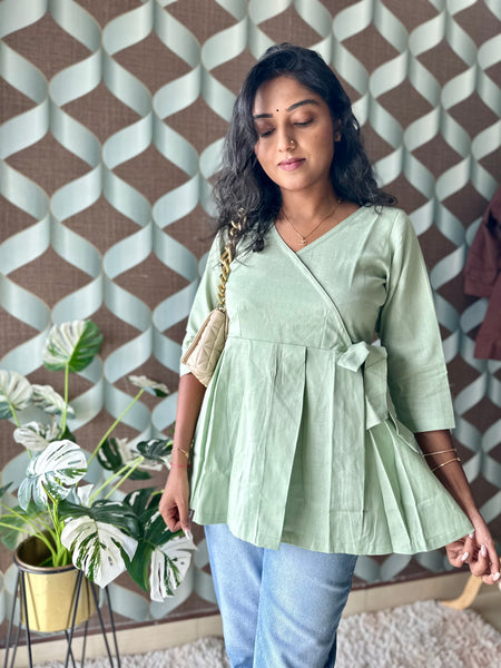 Pastel Pistachio Green Cotton Top