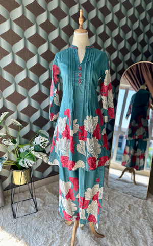Teal Blue Floral Co-Ord Set