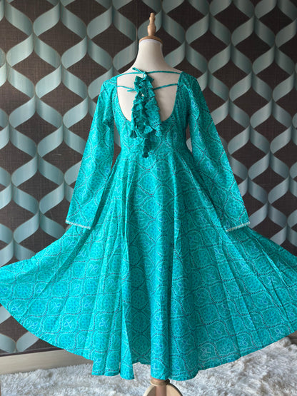 Bhandini Aqua Blue Cotton Anarkali
