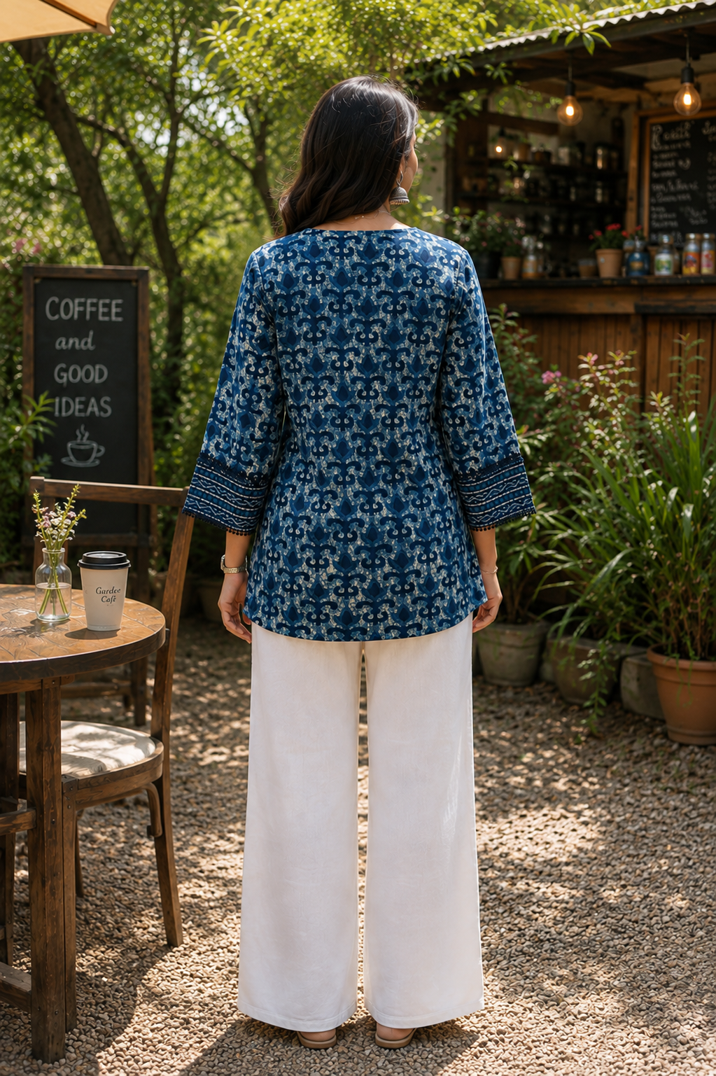 Indigo Blue Cotton Short Top