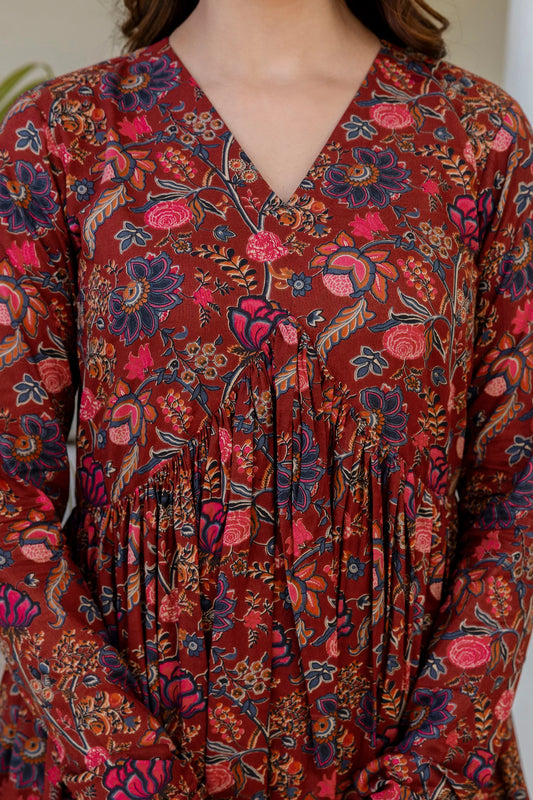 Jaipur Maroon Red Floral Suit Set