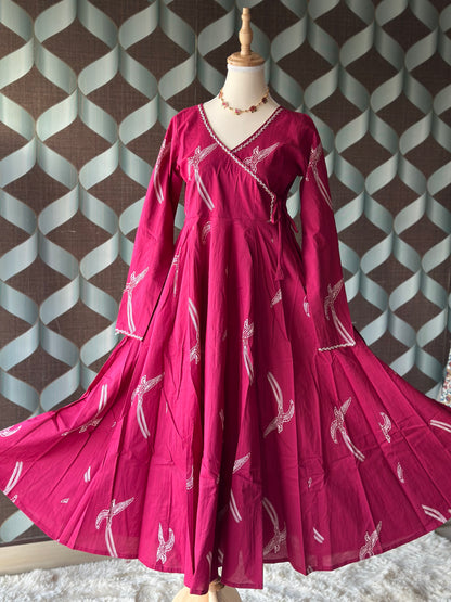 Magenta Pink Cotton Anarkali