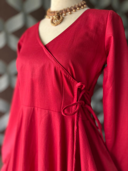 Sunshine Red Cotton Anarkali