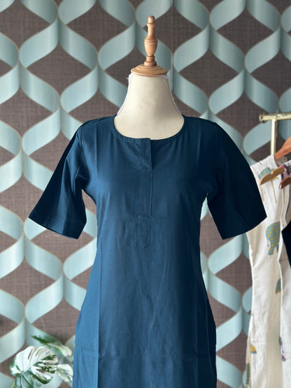 Teal Green Solid Kurta Top with Sleeve