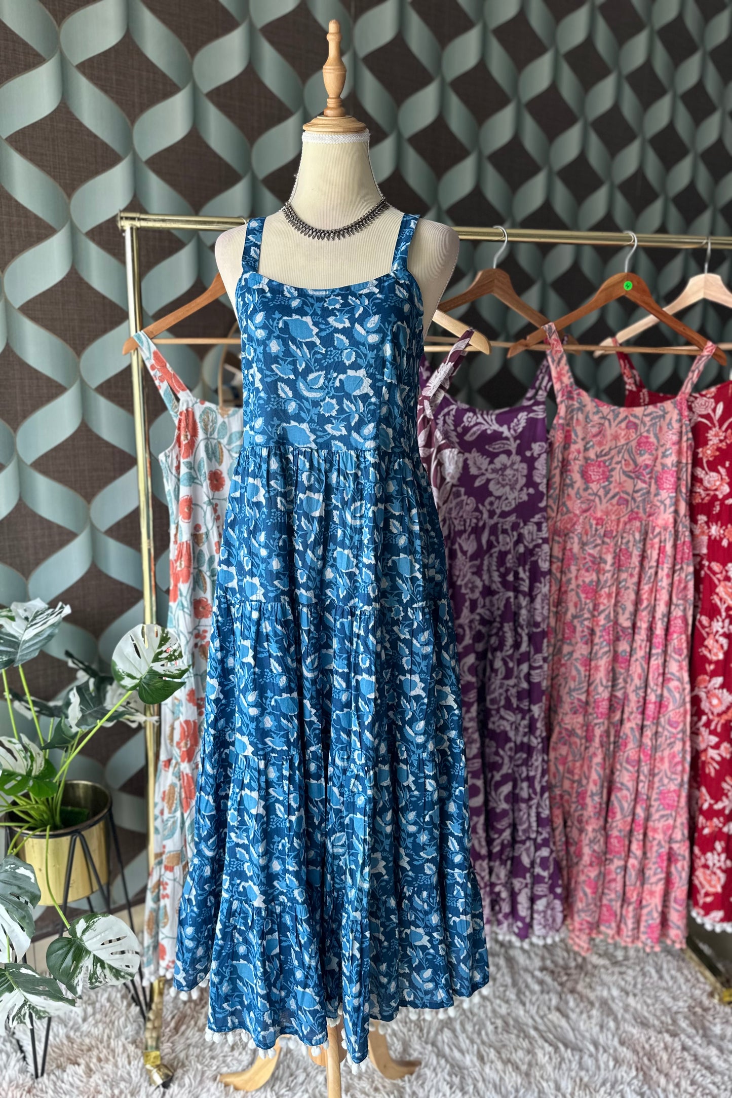 Ocean Blue Floral Summer Dress