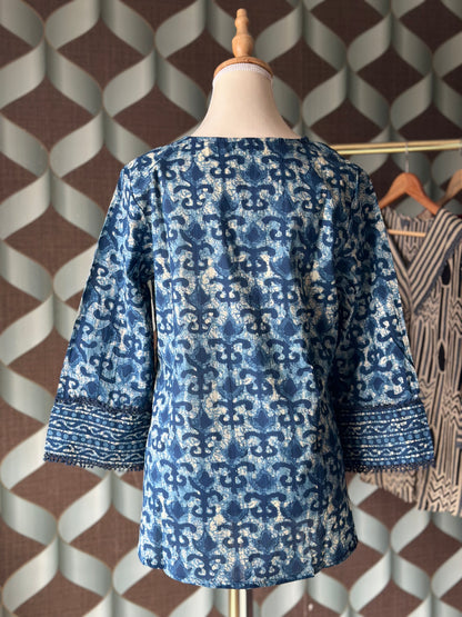 Indigo Blue Cotton Short Top