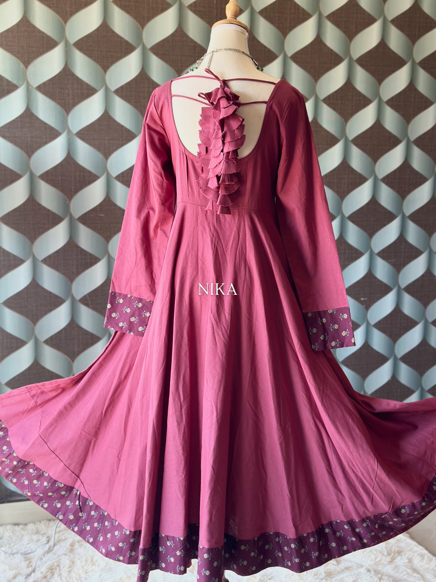 Mauve Pink Cotton Anarkali