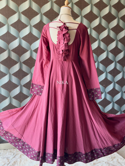 Mauve Pink Cotton Anarkali