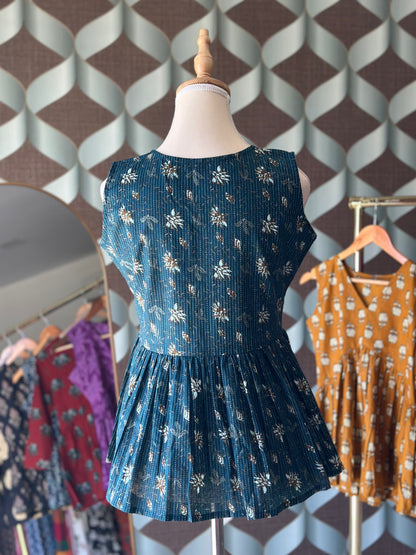 Dark Blue Floral Top