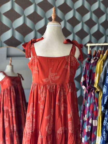 Terracotta Rose Strap Midi Dress