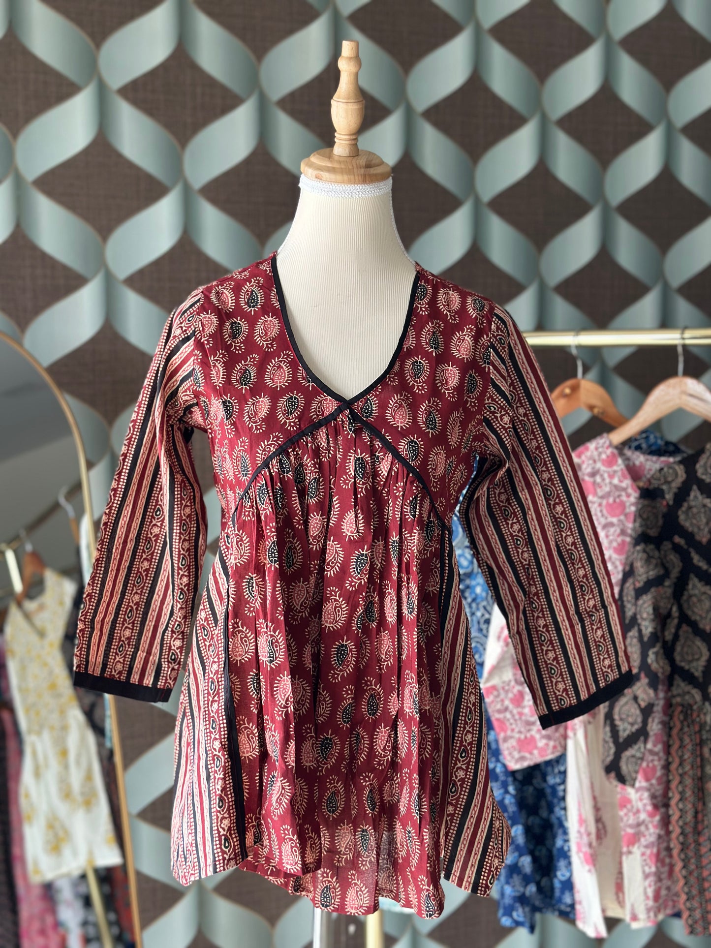 Red Kalamkari Short Top