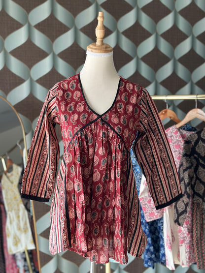 Red Kalamkari Short Top