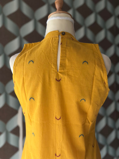 Sunshine Yellow Halter Handloom Cotton Top