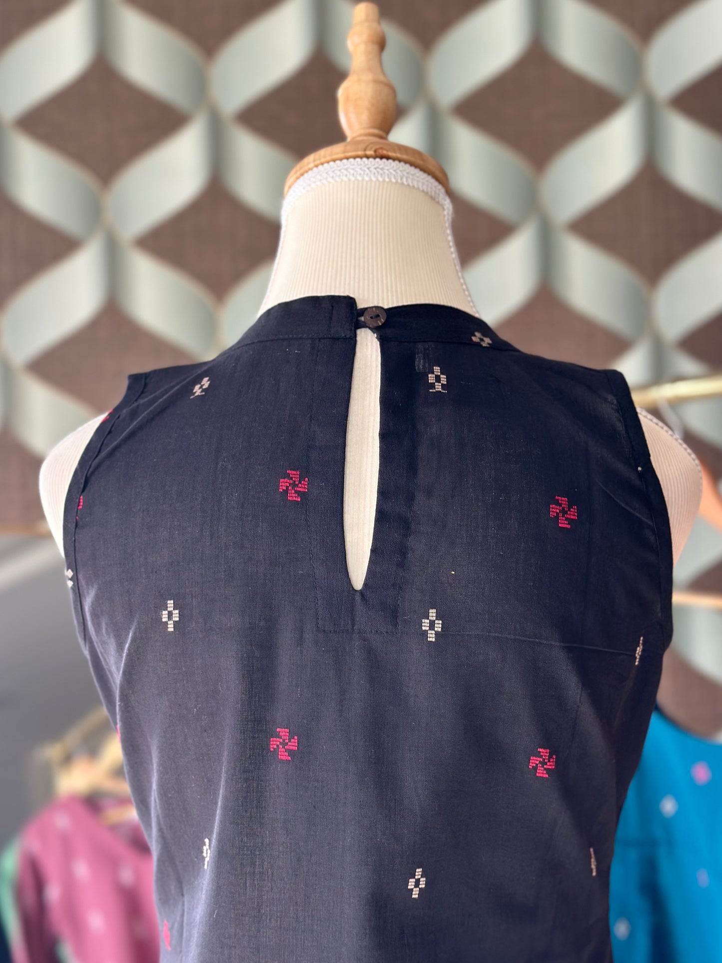 Classic Black Halter Handloom Cotton Top
