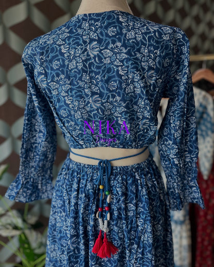 Cotton Indigo Blue cut-out waist dress