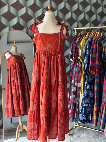 Terracotta Rose Strap Midi Dress