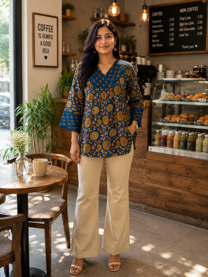 Deep Blue Cotton Top