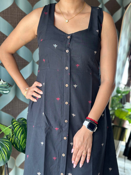 Varnika Classic Black Handloom Dress
