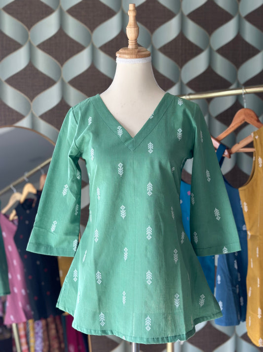 Soft Green Handloom Cotton Top