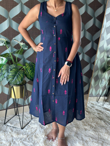 Varnika Navy Blue Handloom Dress