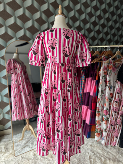 Pink Peacock Tier Dress