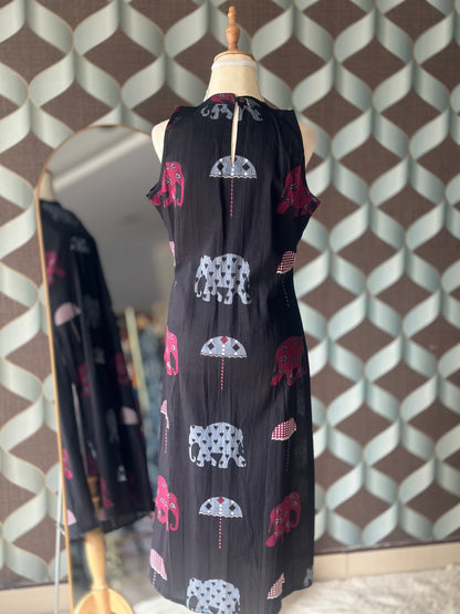 Black Elep Cotton Halter Neck