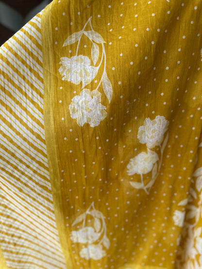 Lemon Yellow Cotton Anarkali Suit Set