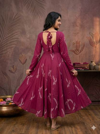 Magenta Pink Cotton Anarkali
