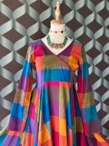 Varnam Madras Check Cotton Anarkali
