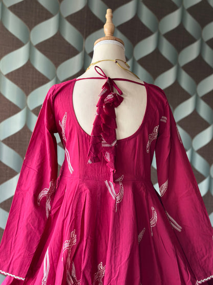 Magenta Pink Cotton Anarkali
