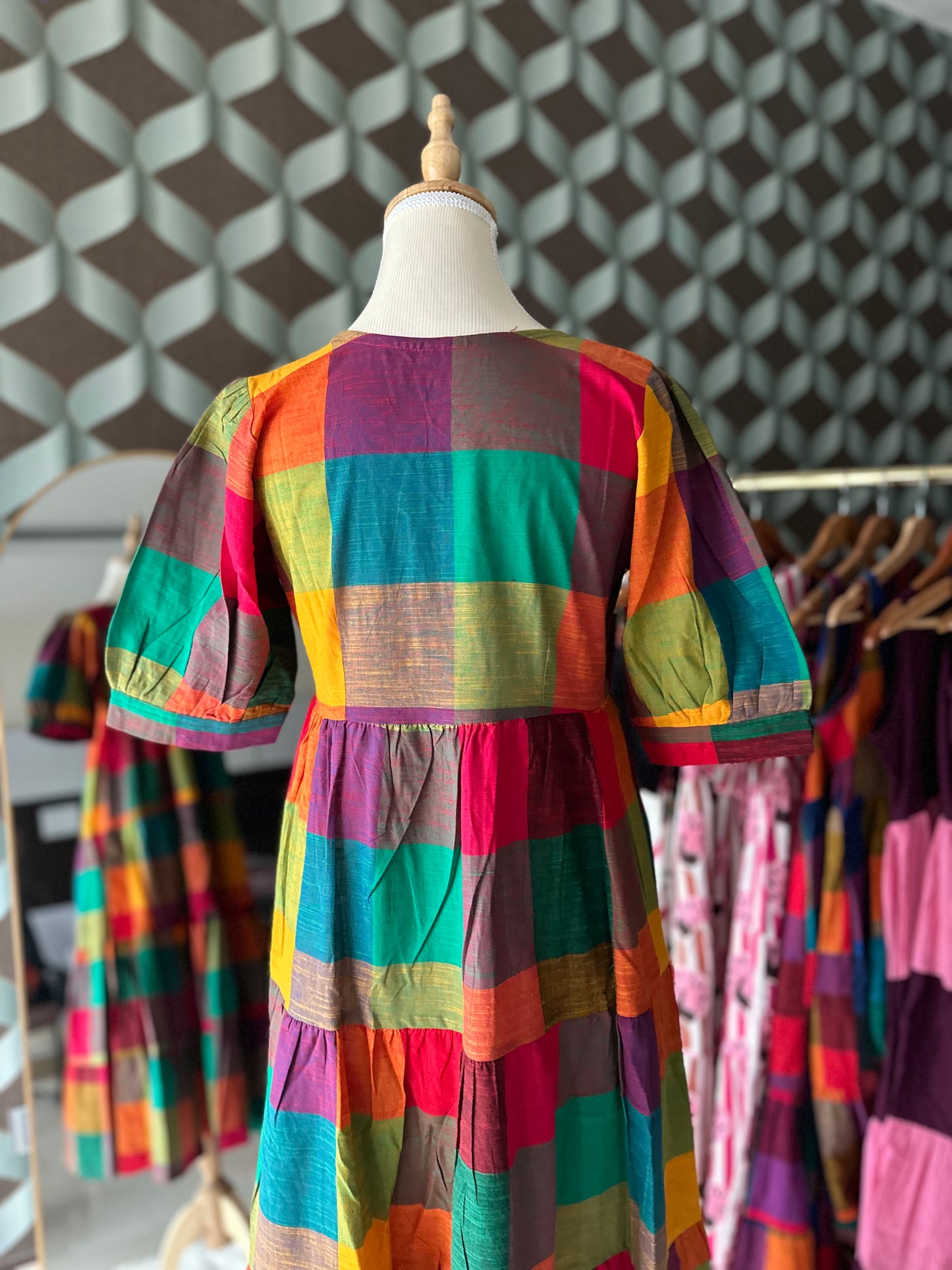 Madras Check Tier Dress